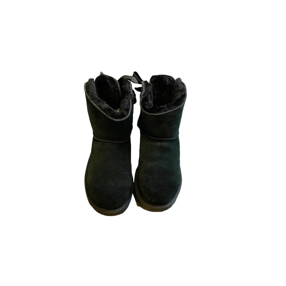 UGG Customizable Bailey Bow Mini Boots Black Women's Size 6
